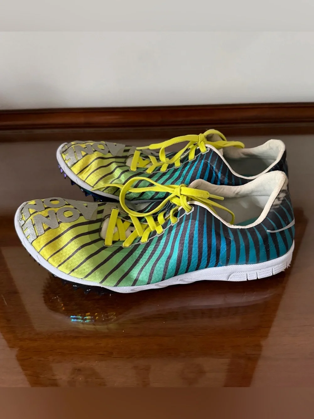 HOKA ONE ONE Speed Evo R Rio Track Spikes Men’s 10.5 Green Yellow Racing Shoes